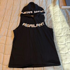 Assailant Black Sleeveless Hoodie Tank Top